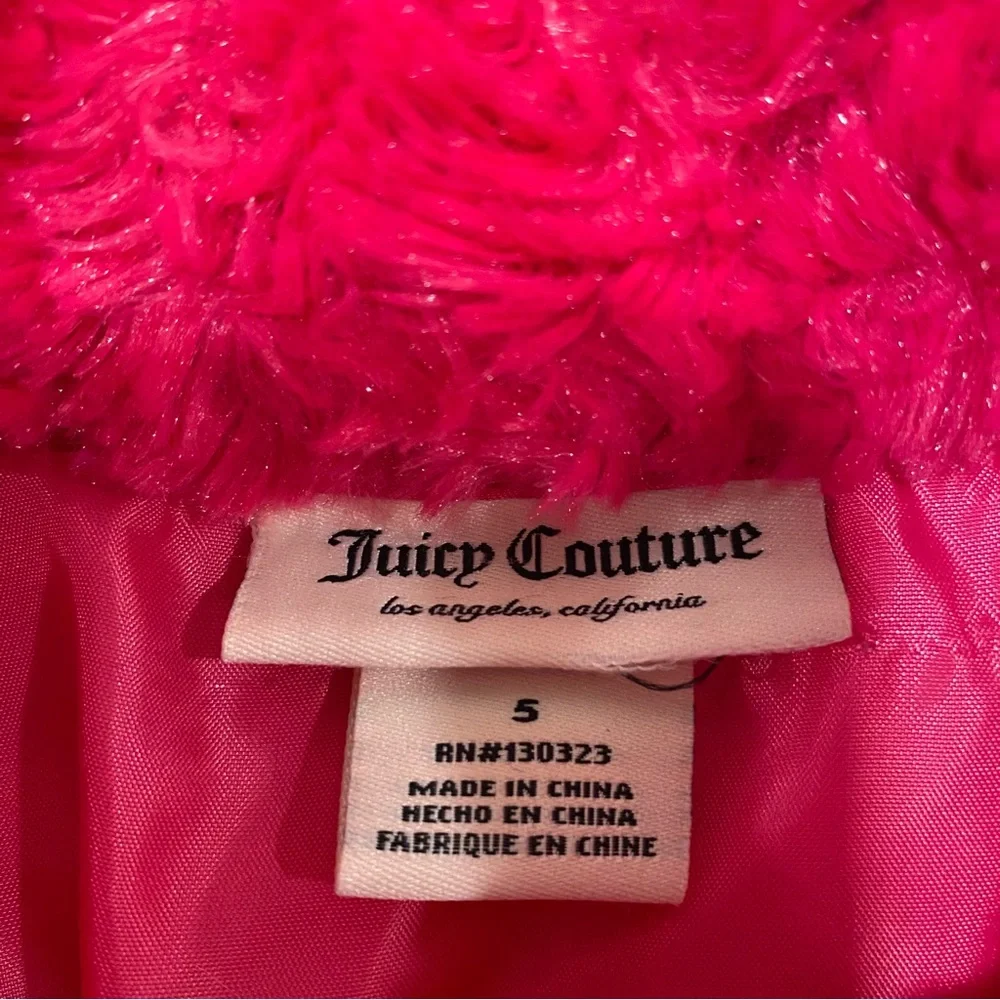 Juicy Couture Pink Heart Patterned Button Up Girls Coat Size 5 - Like New